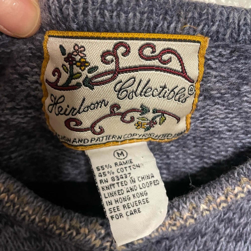 Keirdoom Collection Vintage Ramie Sweater Blue Fair Isle Sweater Size Medium - Picture 4 of 4